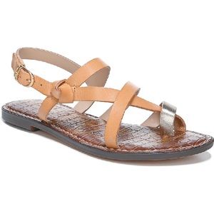 Sam Edelman Camel/Silver Gladis CrissCross Leather Strappy Sandals - Size 8